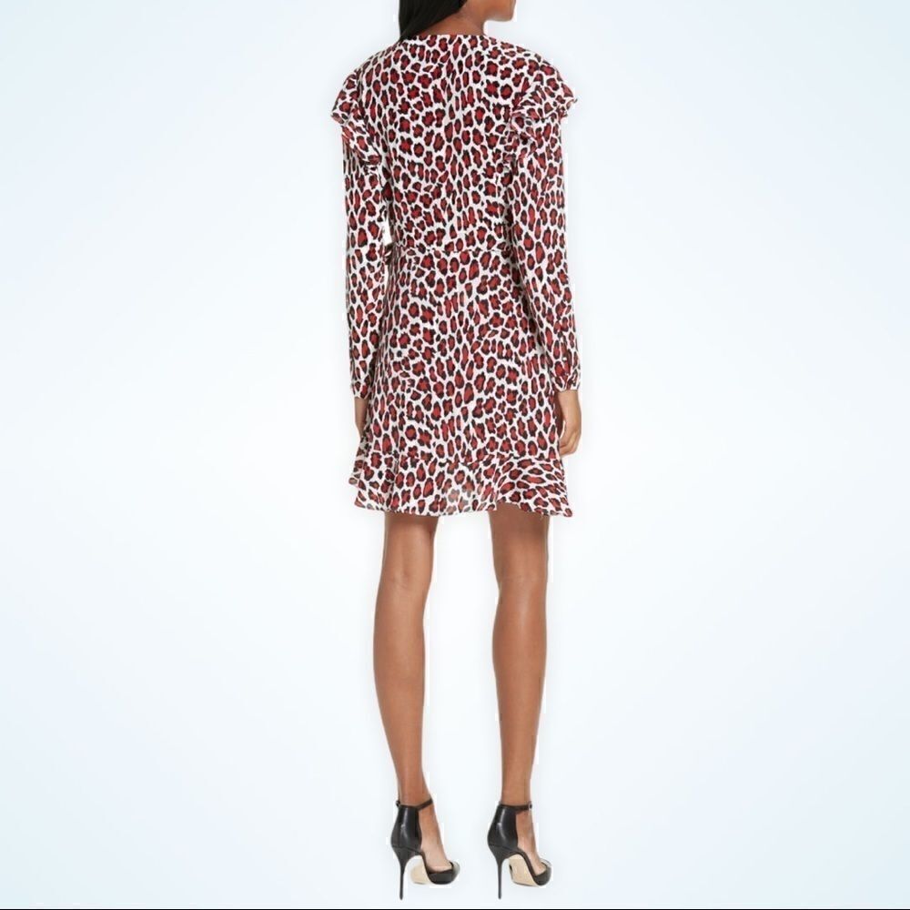 NEW ROBERT RODRIGUEZ LENA LEOPARD PRINT FAUX WRAP DRESS RED LEOPARD NWT SIZE 4 - Picture 5 of 13